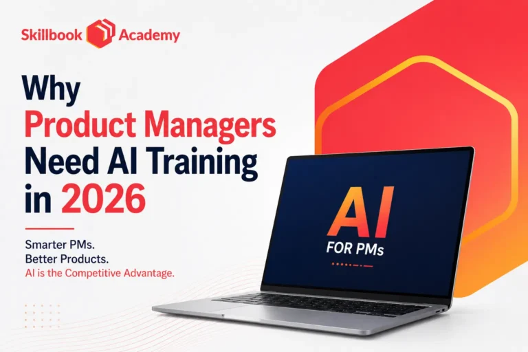 Skillbook Academy guide explaining why product managers need AI training in 2026 to stay competitive and deliver better products.
